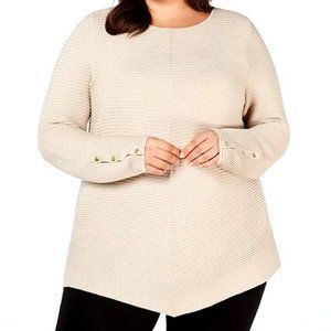 XL Alfani Metallic Ribbed-Knit Tunic Sweater, $75.50 Beige Lurex